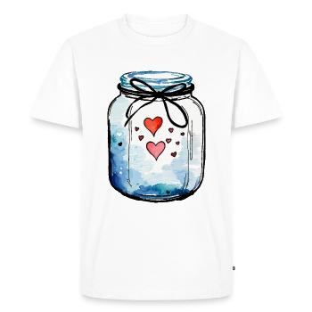 Pot plein d'aquarelles de coeurs d'amour - T-shirt Premium bio Homme - blanc - Devant - Nico (187cm)