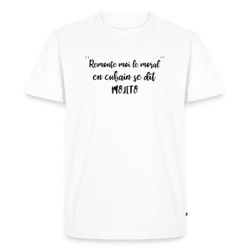 remonte moi le moral se dit mojito - T-shirt Premium bio Homme - blanc - Devant - Nico (187cm)
