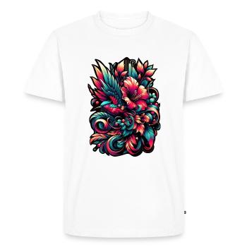Floraison colorée : l’art aviaire vibrant - T-shirt Premium bio Homme - blanc - Devant - Nico (187cm)