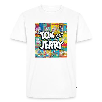 Tom Et Jerry Logo Collage De couvertures Vintage - T-shirt Premium bio Homme - blanc - Devant - Nico (187cm)