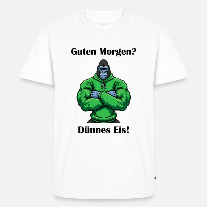 Morgenmuffel - Gorilla - Männer Premium Bio T-Shirt - Weiß