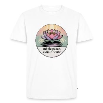 Inspirez la paix, expirez le doute - T-shirt Premium bio Homme - blanc - Devant - Nico (187cm)
