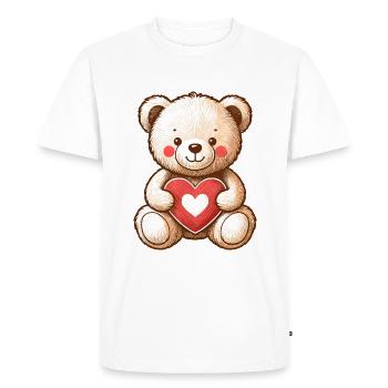 TEDDY BEAR, TEDDY BEAR, SOFT TOY, CUDDLE, SOFT HEART - Men's Premium Organic T-Shirt - white - Front - Nico (187cm)