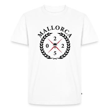 Majorque 2025 - T-shirt Premium bio Homme - blanc - Devant - Nico (187cm)