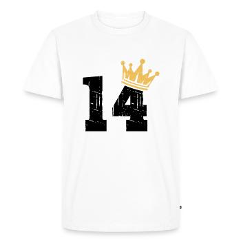 14 Crown 14th Birthday 14 Years - Men's Premium Organic T-Shirt - white - Front - Nico (187cm)