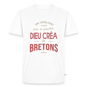 BRETON cadeau humour homme breton fierté bretagne - T-shirt Premium bio Homme - blanc - Devant - Nico (187cm)