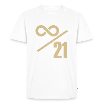 Bitcoin 21 Million Limit - Infinitely Valuable - Men's Premium Organic T-Shirt - white - Front - Nico (187cm)