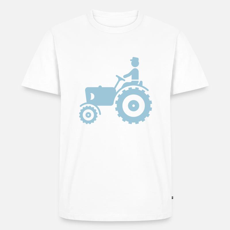 Bauer mit Trecker / Traktor - Männer Premium Bio T-Shirt - Weiß