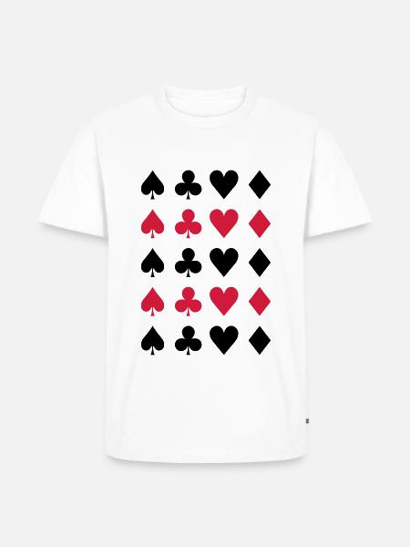 Pik Kreuz Herz Karo Muster - Männer Premium Bio T-Shirt - Weiß