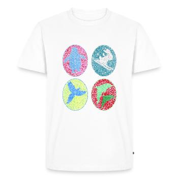 Pingouin, Lapin, Perroquet, Dauphin, Figure d’ombre - T-shirt Premium bio Homme - blanc - Devant - Nico (187cm)