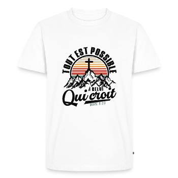 Tout est Possible à celui qui Croit - Marc.9-23 - T-shirt Premium bio Homme - blanc - Devant - Nico (187cm)