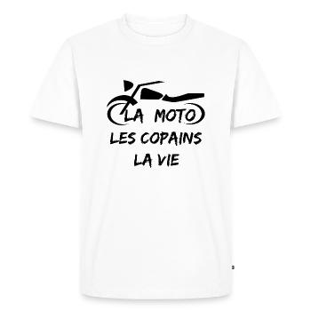 La Moto Les copains La Vie - T-shirt Premium bio Homme - blanc - Devant - Nico (187cm)