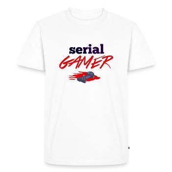 SERIAL GAMER Design - Men's Premium Organic T-Shirt - white - Front - Nico (187cm)