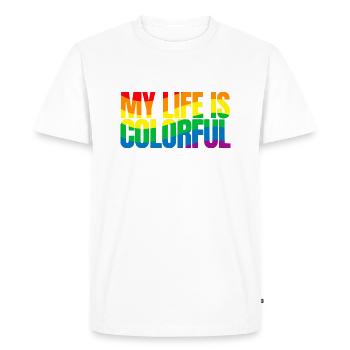 Ma vie est colorée - T-shirt Premium bio Homme - blanc - Devant - Nico (187cm)