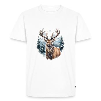 Winter landscape with deer - Men's Premium Organic T-Shirt - white - Front - Nico (187cm)