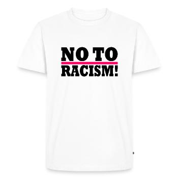 No to racism - T-shirt Premium bio Homme - blanc - Devant - Nico (187cm)