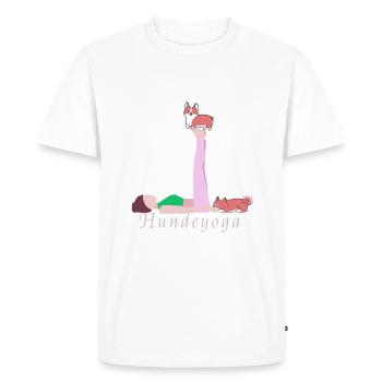 Yoga Chien, Chien, Chien, Yoga - T-shirt Premium bio Homme - blanc - Devant - Nico (187cm)