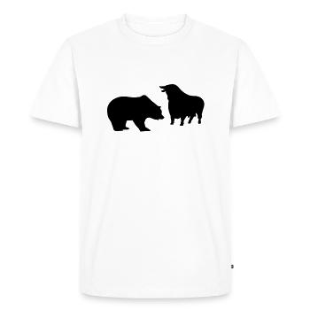 Bull and Bear T Shirt for Investors & Stock Market Experts - Men's Premium Organic T-Shirt - white - Front - Nico (187cm)