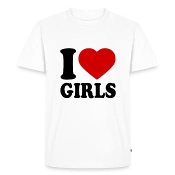 I love girls - T-shirt Premium bio Homme - blanc - Devant - Nico (187cm)