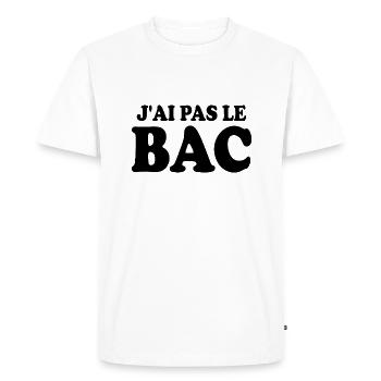 J'ai pas le bac - T-shirt Premium bio Homme - blanc - Devant - Nico (187cm)