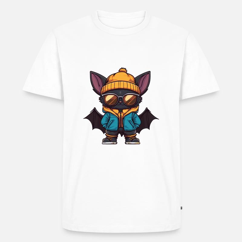 Fledermaus Winter Comic - Männer Premium Bio T-Shirt - Weiß