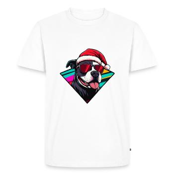 Staffordshire Bull Terrier Chien Noël - T-shirt Premium bio Homme - blanc - Devant - Nico (187cm)