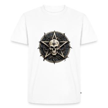 Crâne avec pentagramme de style gothique - T-shirt Premium bio Homme - blanc - Devant - Nico (187cm)