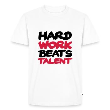 Hard work beats Talent - Men's Premium Organic T-Shirt - white - Front - Nico (187cm)