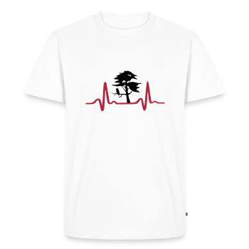 Nature Heartbeat, Tree & ECG - Men's Premium Organic T-Shirt - white - Front - Nico (187cm)