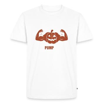Pumpkin - pump citrouille Halloween musculation - T-shirt Premium bio Homme - blanc - Devant - Nico (187cm)