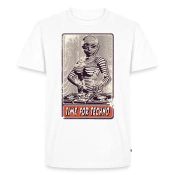 Rebellious techno music, cartoon DJ with mixing console - Men's Premium Organic T-Shirt - white - Front - Nico (187cm)