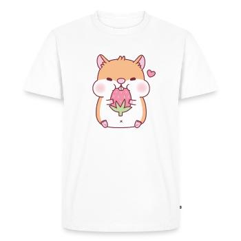 Un mignon hamster potelé aime manger de la fraise - T-shirt Premium bio Homme - blanc - Devant - Nico (187cm)