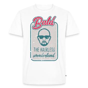 Bald - the hairless wonderland. - Men's Premium Organic T-Shirt - white - Front - Nico (187cm)