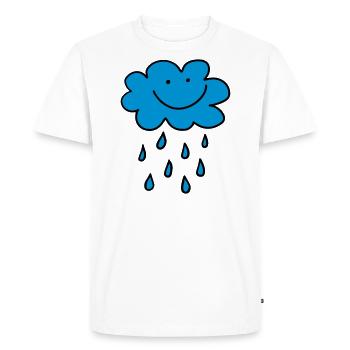 nuage drôle avec des gouttes de pluie, la météo, le printemps, l'eau - T-shirt Premium bio Homme - blanc - Devant - Nico (187cm)