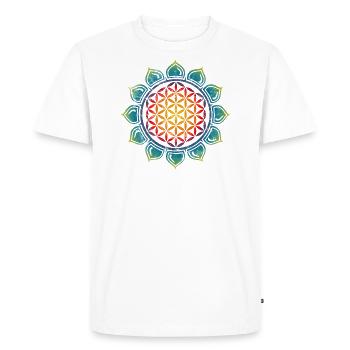 Yoga symbole fleur de vie géométrie sacrée - T-shirt Premium bio Homme - blanc - Devant - Nico (187cm)
