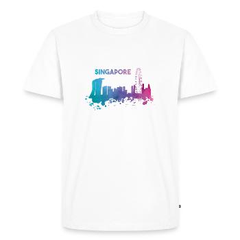 Wunderschöne Singapur Skyline in bunten Farben - Männer Premium Bio T-Shirt - Weiß - Vorne - Nico (187cm)