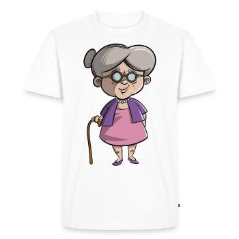 Grandma grandmother - older lady with walking stick - Men's Premium Organic T-Shirt - white - Front - Nico (187cm)