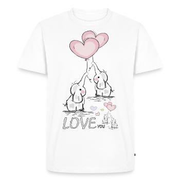 Éléphants avec cœur - T-shirt Premium bio Homme - blanc - Devant - Nico (187cm)