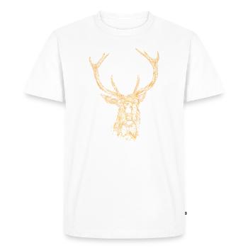 Bronko55 No.50 – Roaring Deer - Men's Premium Organic T-Shirt - white - Front - Nico (187cm)