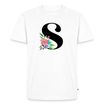 Lettre S cadeau personnalisé alphabet prénom noël - T-shirt Premium bio Homme - blanc - Devant - Nico (187cm)