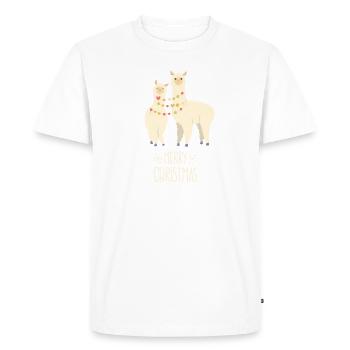 Joyeux Noël Alpaga | Lama de Noël | Lama - T-shirt Premium bio Homme - blanc - Devant - Nico (187cm)