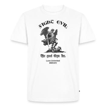Great Fight Evil T-Shirt !! - Men's Premium Organic T-Shirt - white - Front - Nico (187cm)