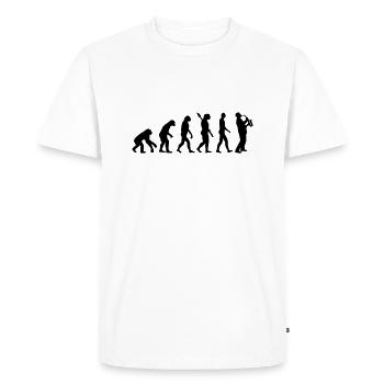 Evolution Saxophone - Men's Premium Organic T-Shirt - white - Front - Nico (187cm)