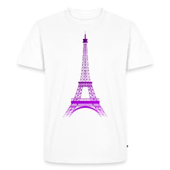 Tour Eiffel (dégradé violet-pourpre) - T-shirt Premium bio Homme - blanc - Devant - Nico (187cm)
