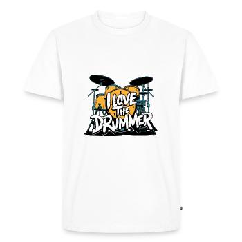 J’adore le batteur - j’adore la batterie - T-shirt Premium bio Homme - blanc - Devant - Nico (187cm)