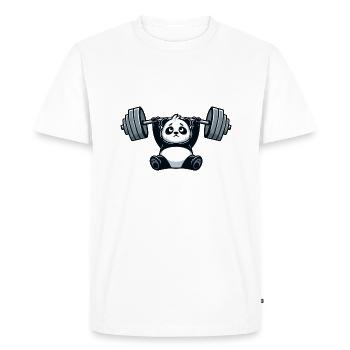 Strong Panda Weightlifting Fitness Gym Workout - Men's Premium Organic T-Shirt - white - Front - Nico (187cm)