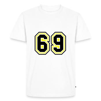 69 Nombre symbole - T-shirt Premium bio Homme - blanc - Devant - Nico (187cm)
