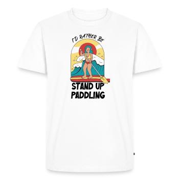 Je préfère être debout pagayer - T-shirt Premium bio Homme - blanc - Devant - Nico (187cm)