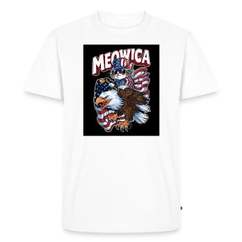 Chat patriotique chevauchant un pygargue à tête blanche Meowica 4 - T-shirt Premium bio Homme - blanc - Devant - Nico (187cm)