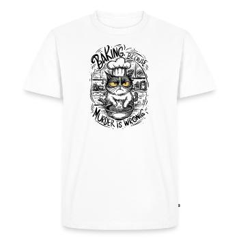 Baking Because Murder Is Wrong - Men's Premium Organic T-Shirt - white - Front - Nico (187cm)